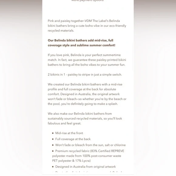 Revolve x VDM The Label Belinda Reversible Bikini Bottom Pink Stripe S - Picture 9 of 11